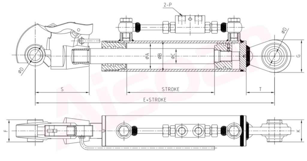 hydraulic-cylinder-with-rapid-hookball-joint-